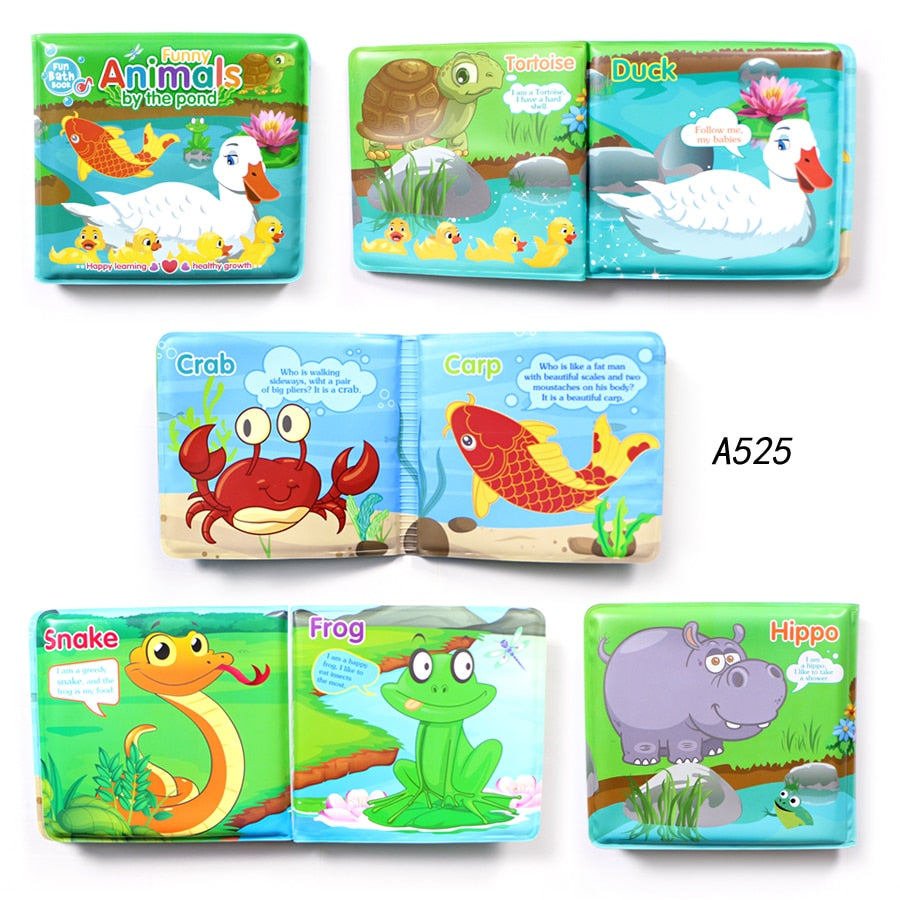 Soft Baby EVA Cartoon Bath Books with BB Whistle Early Educational Bathroom Toys Activity Waterproof Pages Baby Book for Toddler