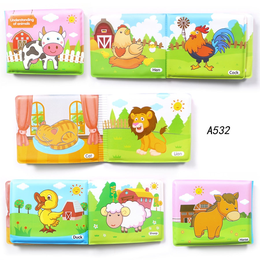 Soft Baby EVA Cartoon Bath Books with BB Whistle Early Educational Bathroom Toys Activity Waterproof Pages Baby Book for Toddler