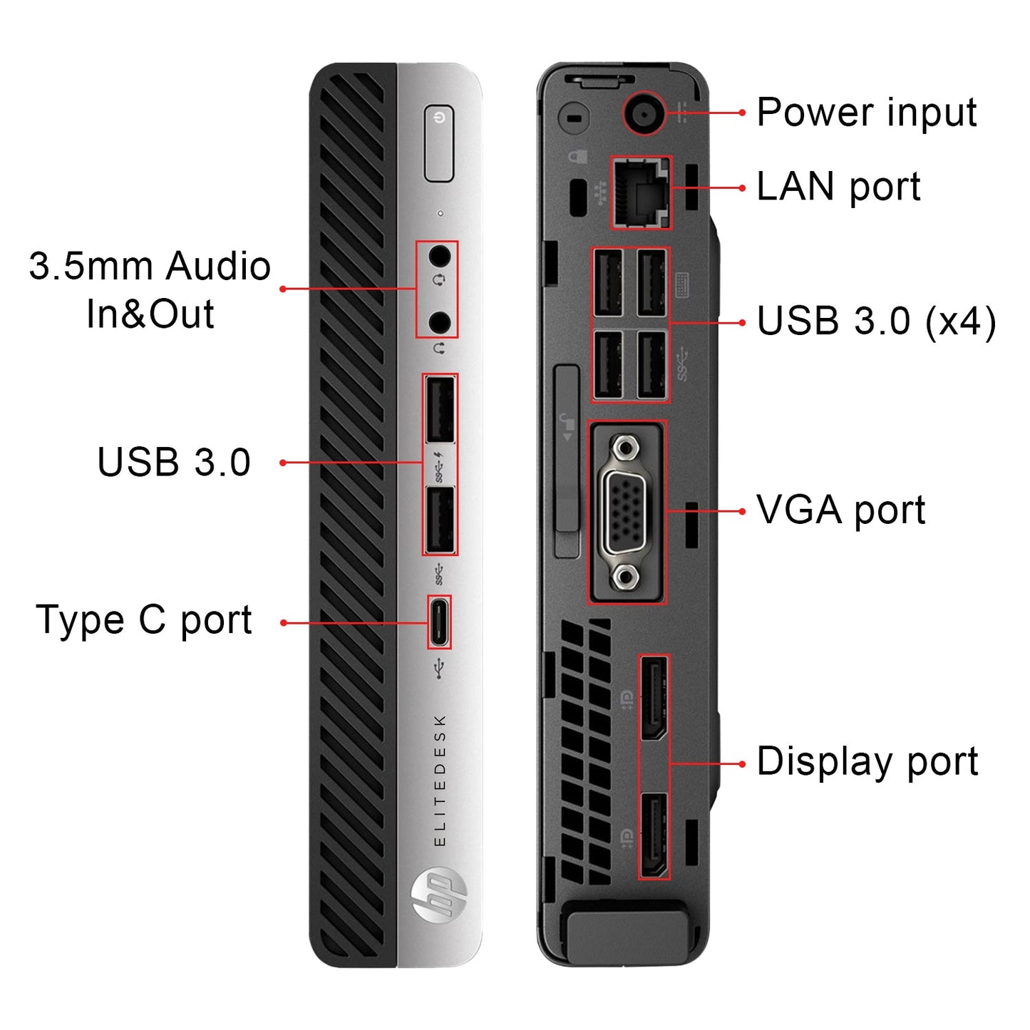 HP Computer EliteDesk 800 G3 Mini Windows 10 Pro Business Desktop Tiny PC | Intel Core i5 - 6th/ 7th Processor | 8GB - 16GB DDR4 RAM | 256GB - 1TB SSD | WIFI |Bluetooth - Refurbished