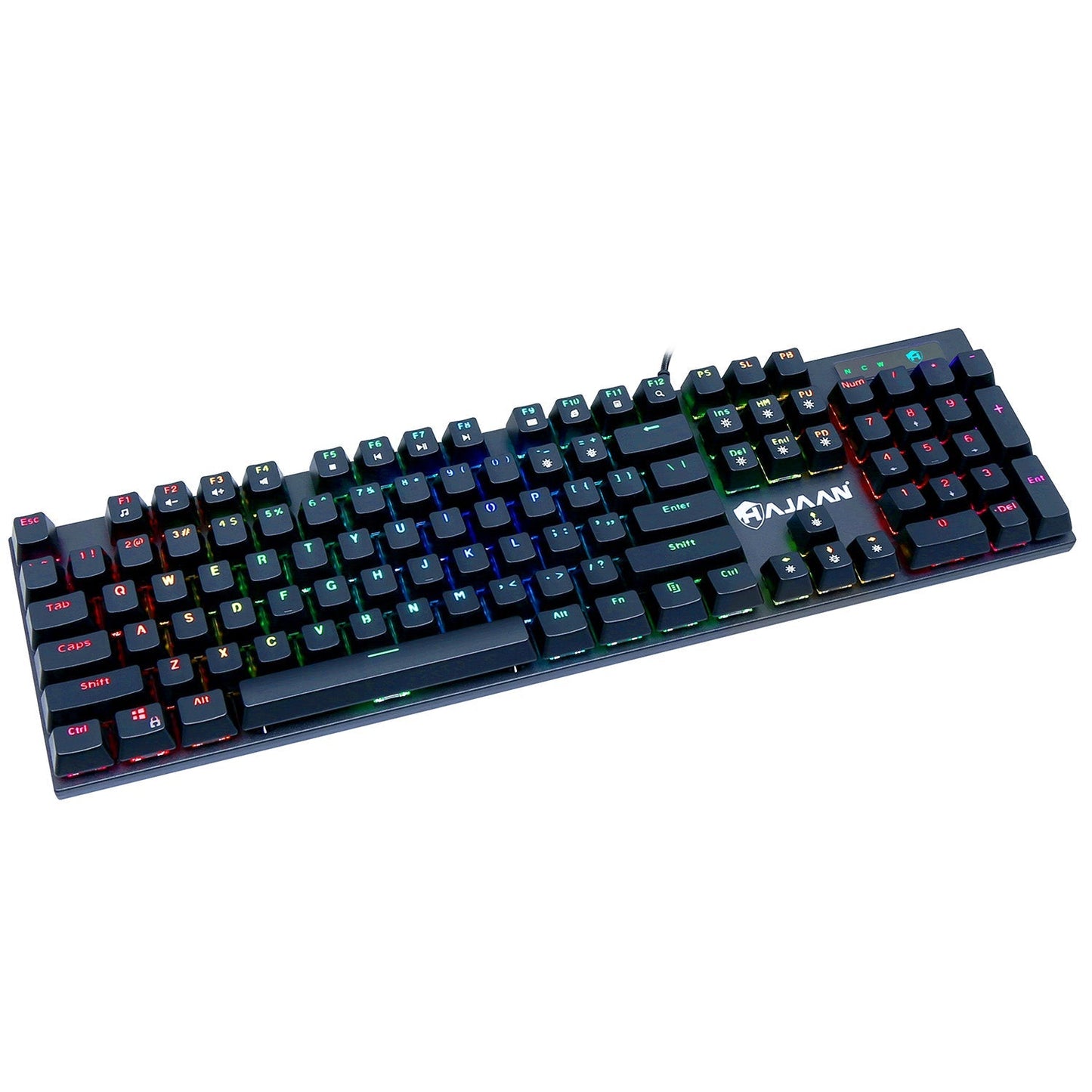 HAJAAN HK620-GM Wired Mechanical Gaming Keyboard RGB Backlit USB Wired Keyboard with Blue Switches, Full Anti-Ghosting 104 Keys, for Desktop PC -Black
