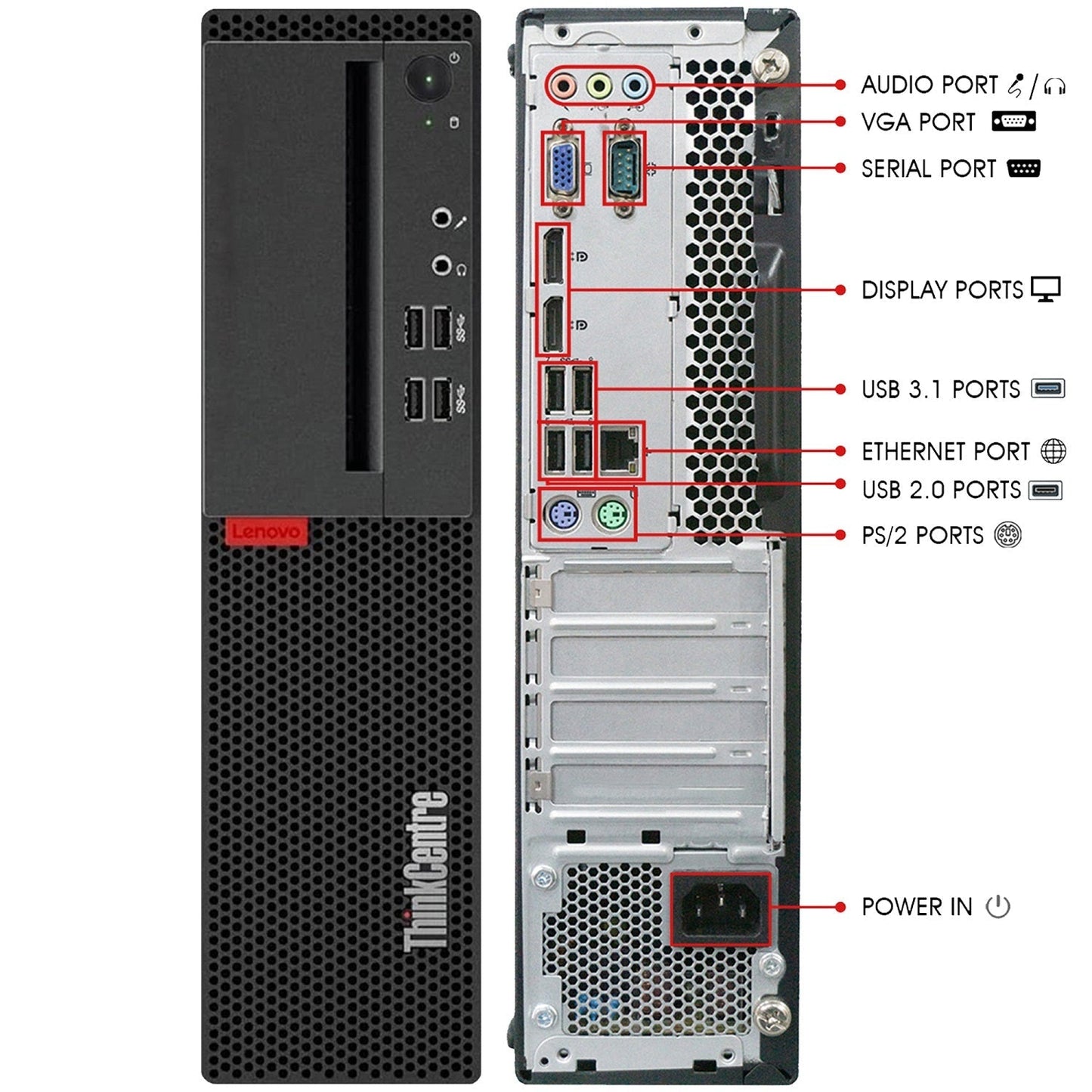Lenovo ThinkCentre SFF Desktop PC, New 24 inch/27 inch flat Screen, Intel Core i5 - 7th Gen Processor upto 3.80 GHz, 16GB -32GB DDR4 RAM - 512GB -1TB SSD, WIFI + Bluetooth, Windows 10 Pro - Refurbished