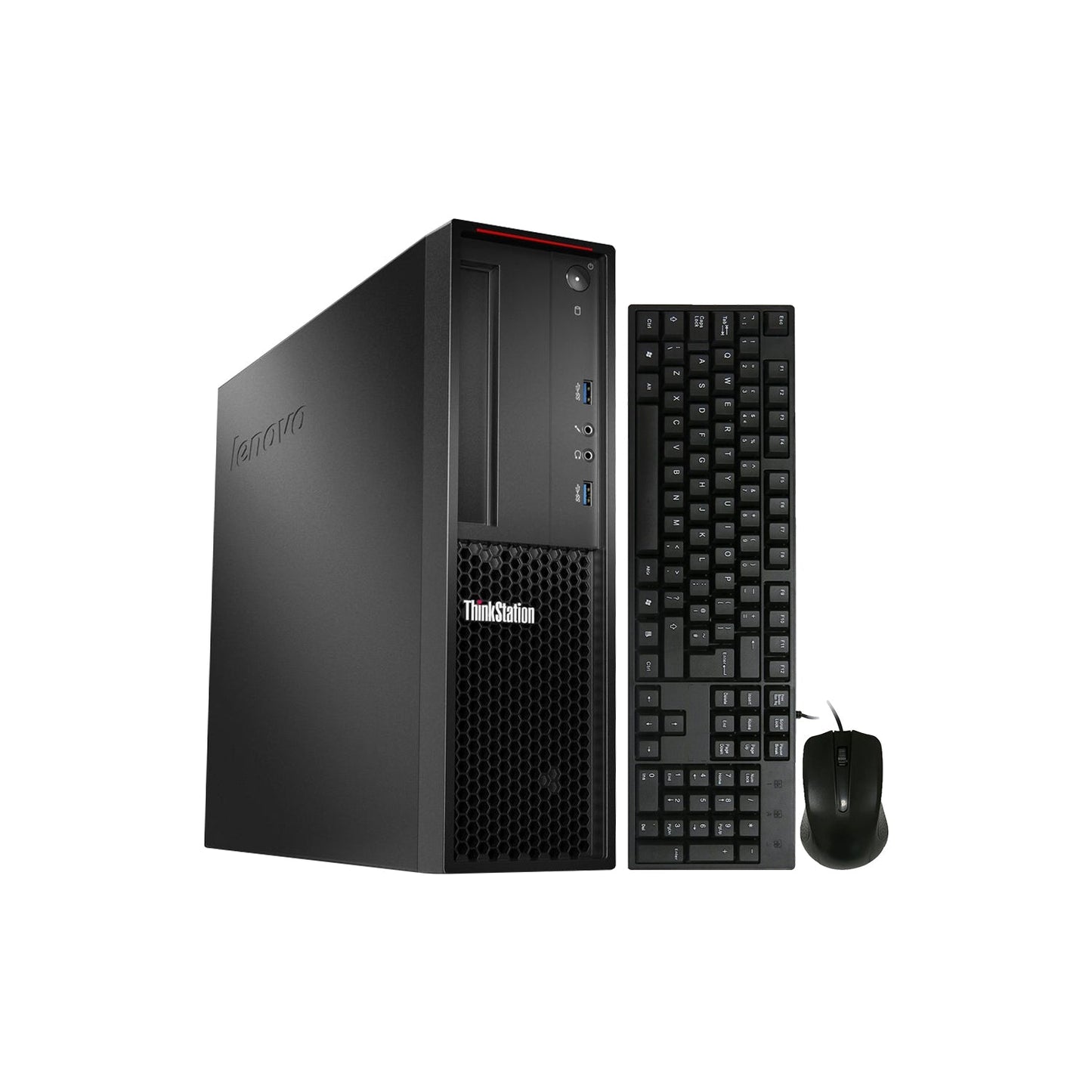 Lenovo ThinkStation P310 SFF Desktop Windows 10 Pro Computer PC, Intel - Core i3 - 6th Gen up to 3.70 GHz Processor, 16GB - 32GB DDR4 RAM, 256GB - 1TB SSD, Wired Keyboard and Mouse - Refurbished