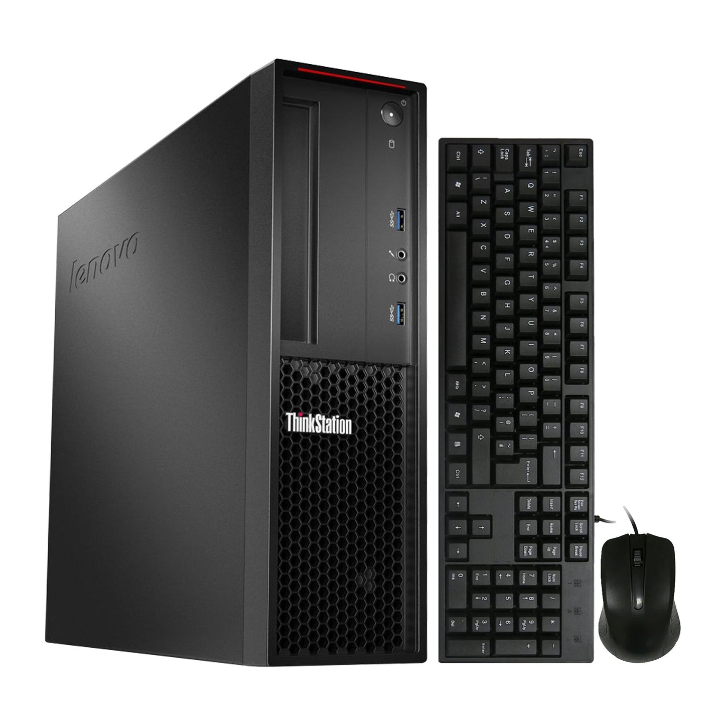 Lenovo ThinkStation P310 SFF Desktop Windows 10 Pro Computer PC, Intel - Core i3 - 6th Gen up to 3.70 GHz Processor, 16GB - 32GB DDR4 RAM, 256GB - 1TB SSD, Wired Keyboard and Mouse - Refurbished