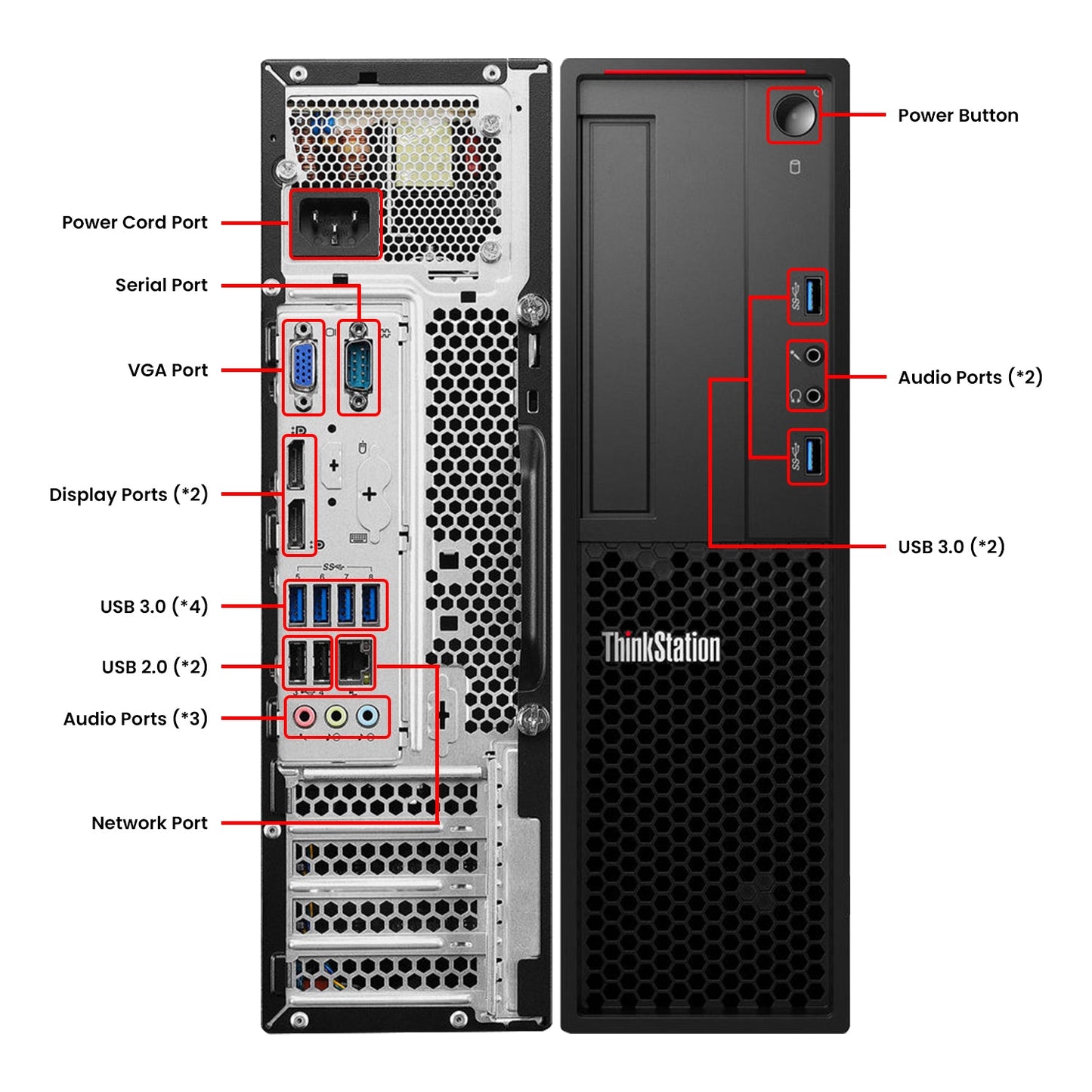 Lenovo ThinkStation P310 SFF Desktop Windows 10 Pro Computer PC, Intel - Core i3 - 6th Gen up to 3.70 GHz Processor, 16GB - 32GB DDR4 RAM, 256GB - 1TB SSD, Wired Keyboard and Mouse - Refurbished