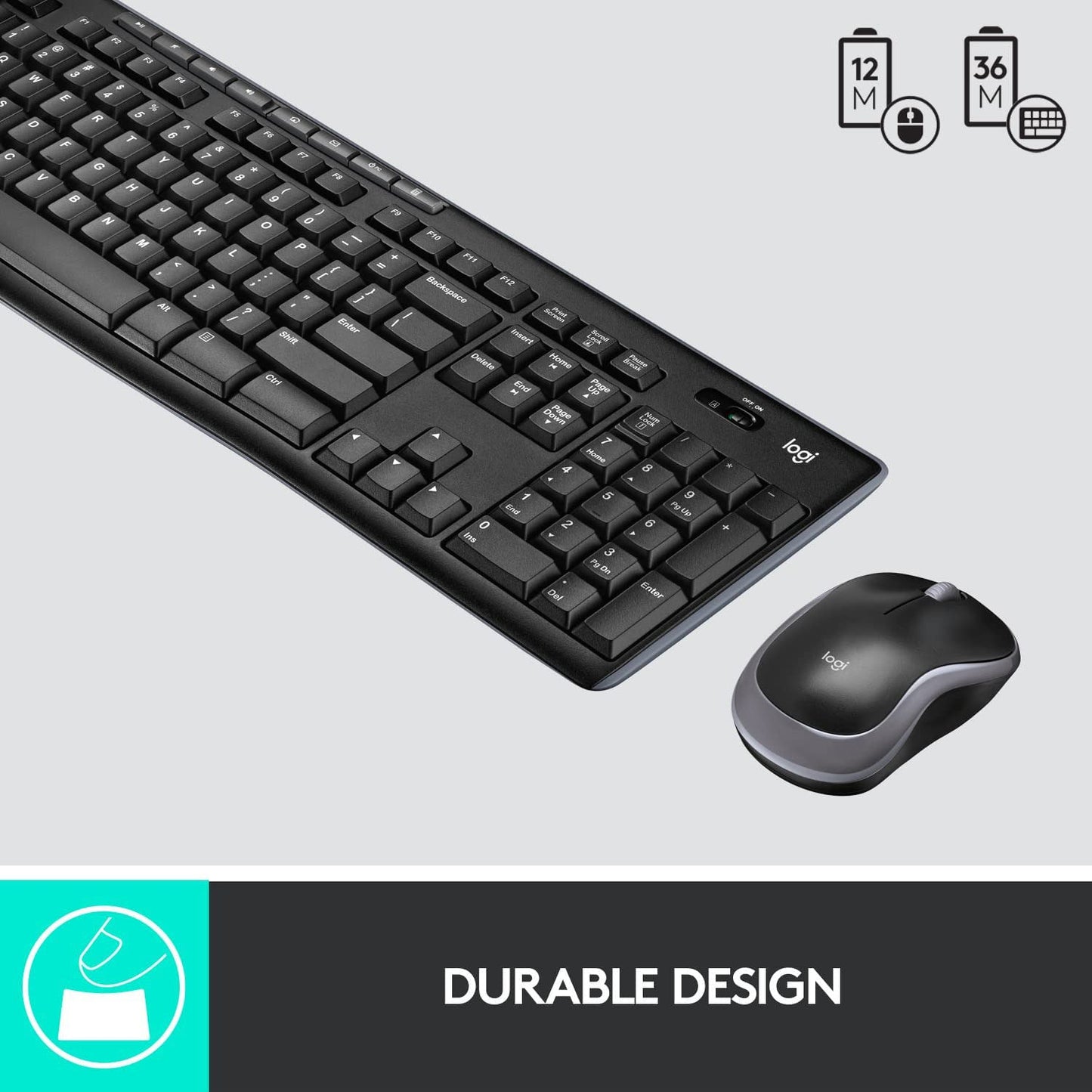 Logitech MK270 Wireless Keyboard and Mouse Combo for Windows and Chrome OS, 2.4 GHz Wireless, Optical Mouse - Compatible with PC & Laptop (920-004536)
