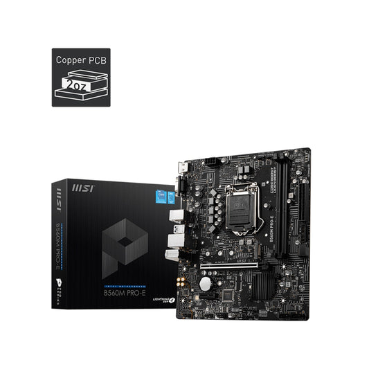 MSI B560M PRO-E Motherboard, MATX - Support 11th/10th Gen Intel Processors, PCI-E Steel Armor With Frozr AI Cooling, 64GB DDR4 Max Memory, HDMI, VGA
