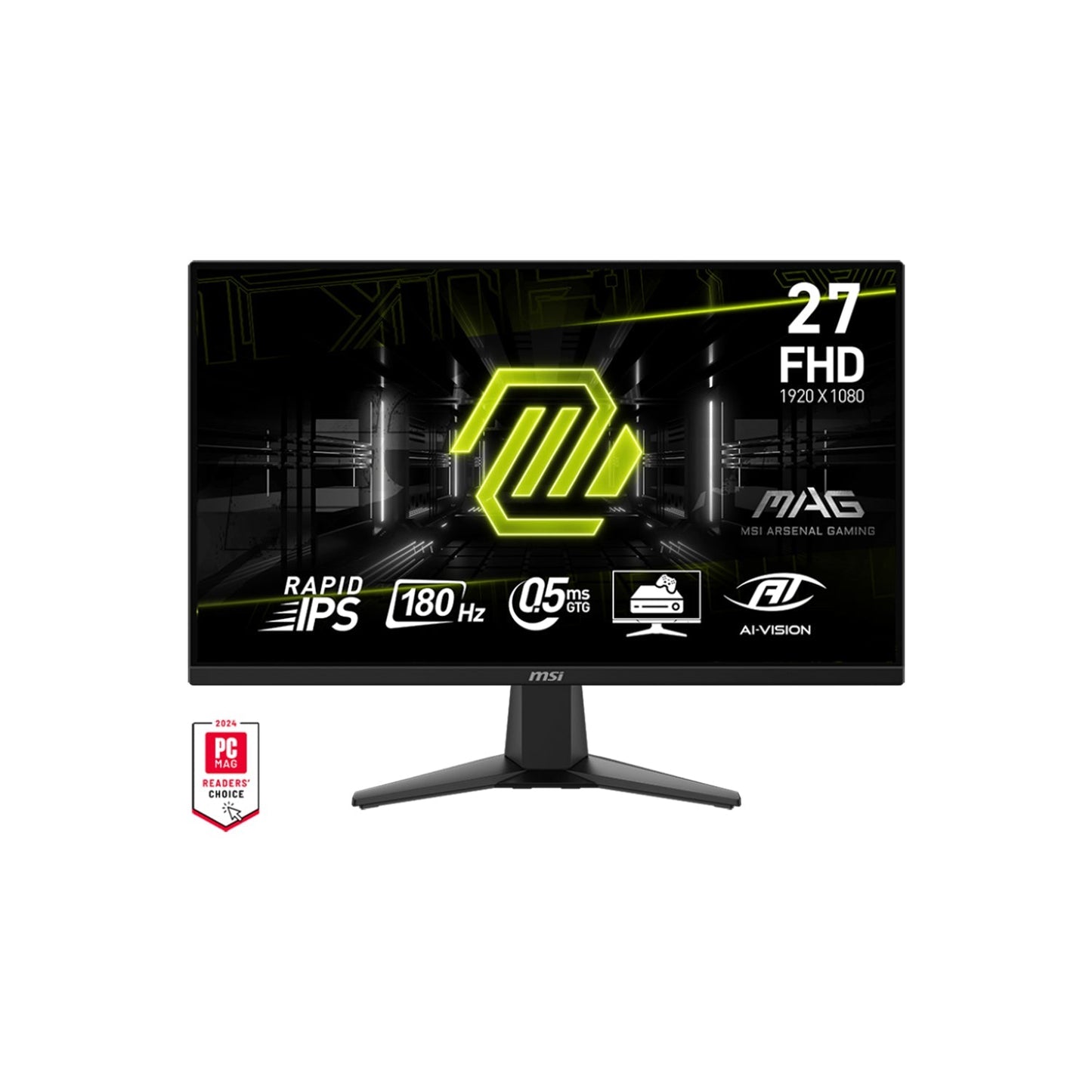MSI MAG 275F 27-Inch FHD Rapid IPS Gaming Monitor, 180Hz Refresh Rate, Adaptive-Sync Technology With AI Vision, 2x HDMI / Display Port