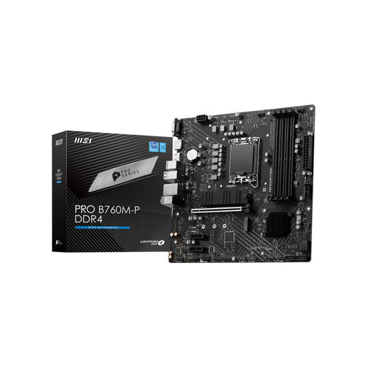 MSI PRO B760M-P DDR4 Series Professional Motherboard (Supports 12th/13th/14th Gen Intel Processors/ B760 Chipset/ LGA 1700 Socket/ PCIe 4.0 x16/ M.2 Slots/ Micro ATX) HDMI, Display port