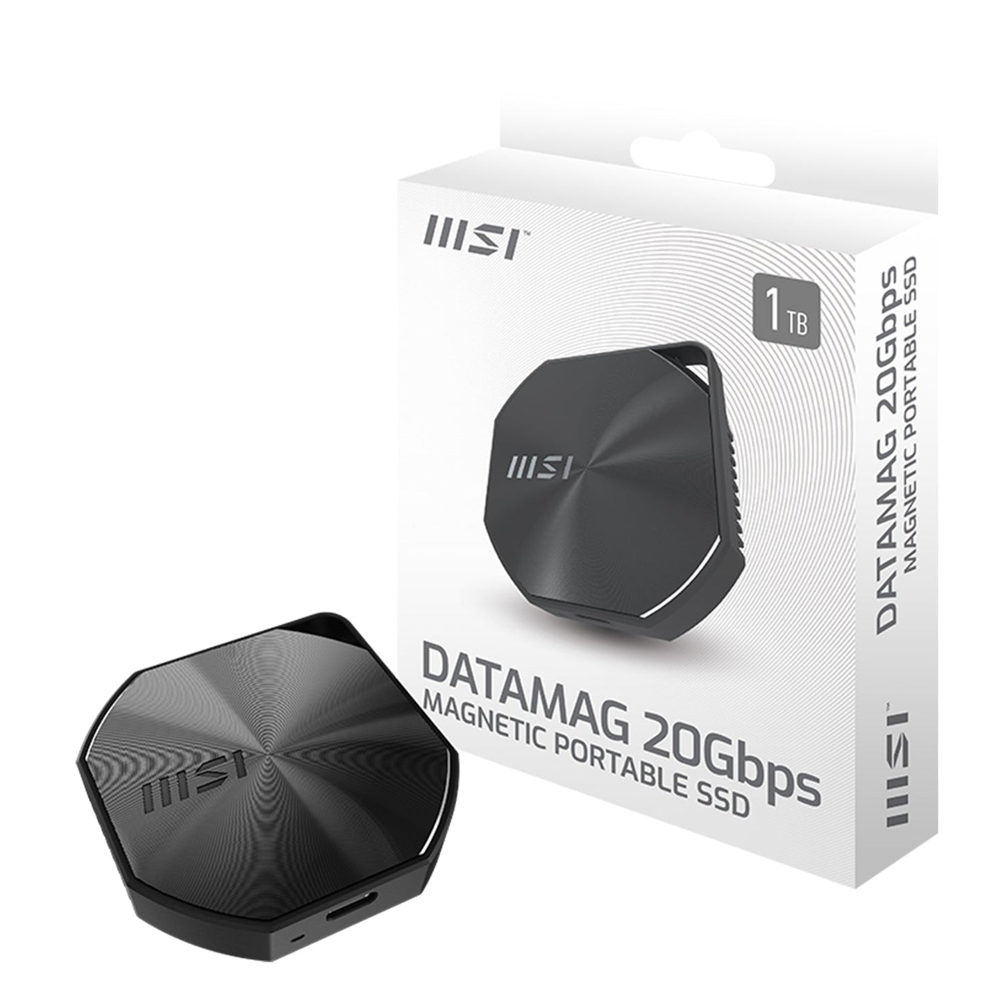 MSI DATAMAG 20 Gbps 1TB External Storage Magnetic Portable SSD - R/W Speed Up to 1600/1500 MB/s - Reliable Storage for Gaming, Students, Professionals (DATAMAG1TB)
