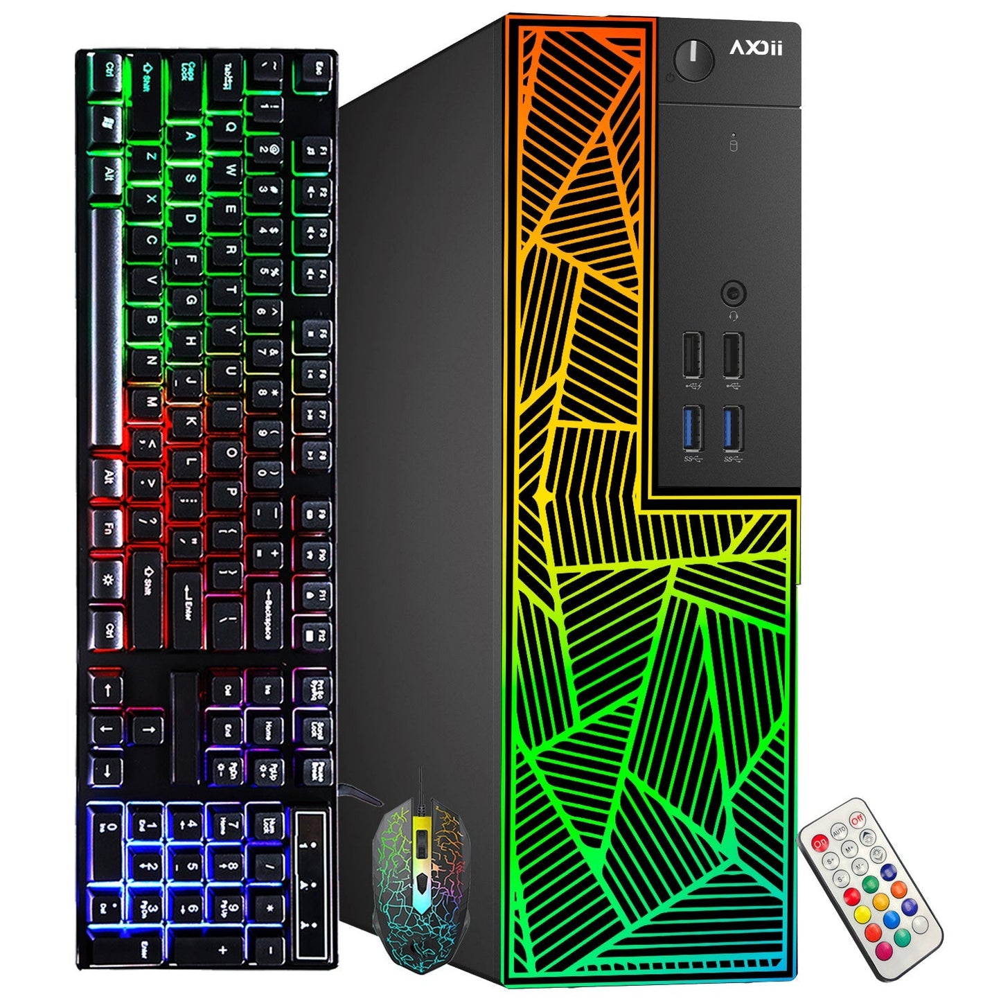RGB Desktop Computer PC, Intel i5/i7 Processor, 16GB RAM, 512GB SSD, 24 Inch Monitor, Keyboard Mouse and Headset, WiFi, Windows 10 Pro