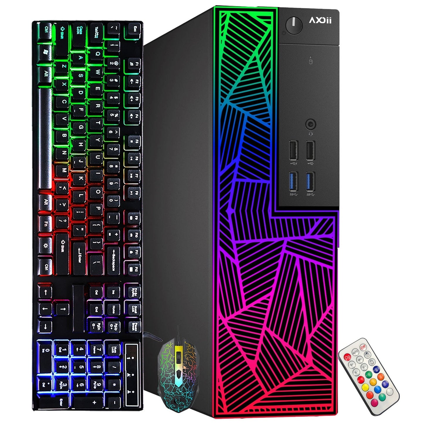 RGB Desktop Computer PC, Intel i5/i7 Processor, 16GB RAM, 512GB SSD, 24 Inch Monitor, Keyboard Mouse and Headset, WiFi, Windows 10 Pro