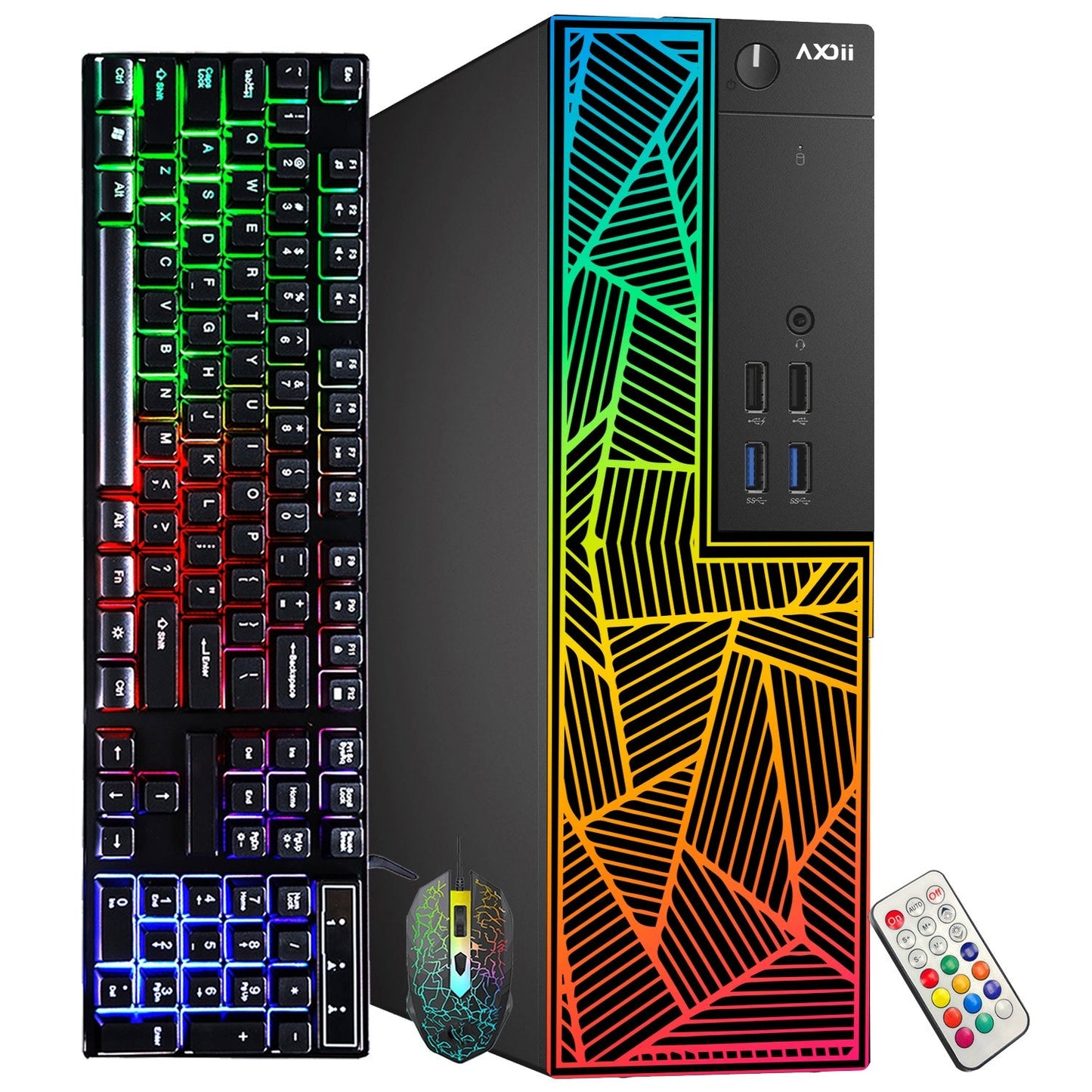 RGB Desktop Computer PC, Intel i5/i7 Processor, 16GB RAM, 512GB SSD, 24 Inch Monitor, Keyboard Mouse and Headset, WiFi, Windows 10 Pro