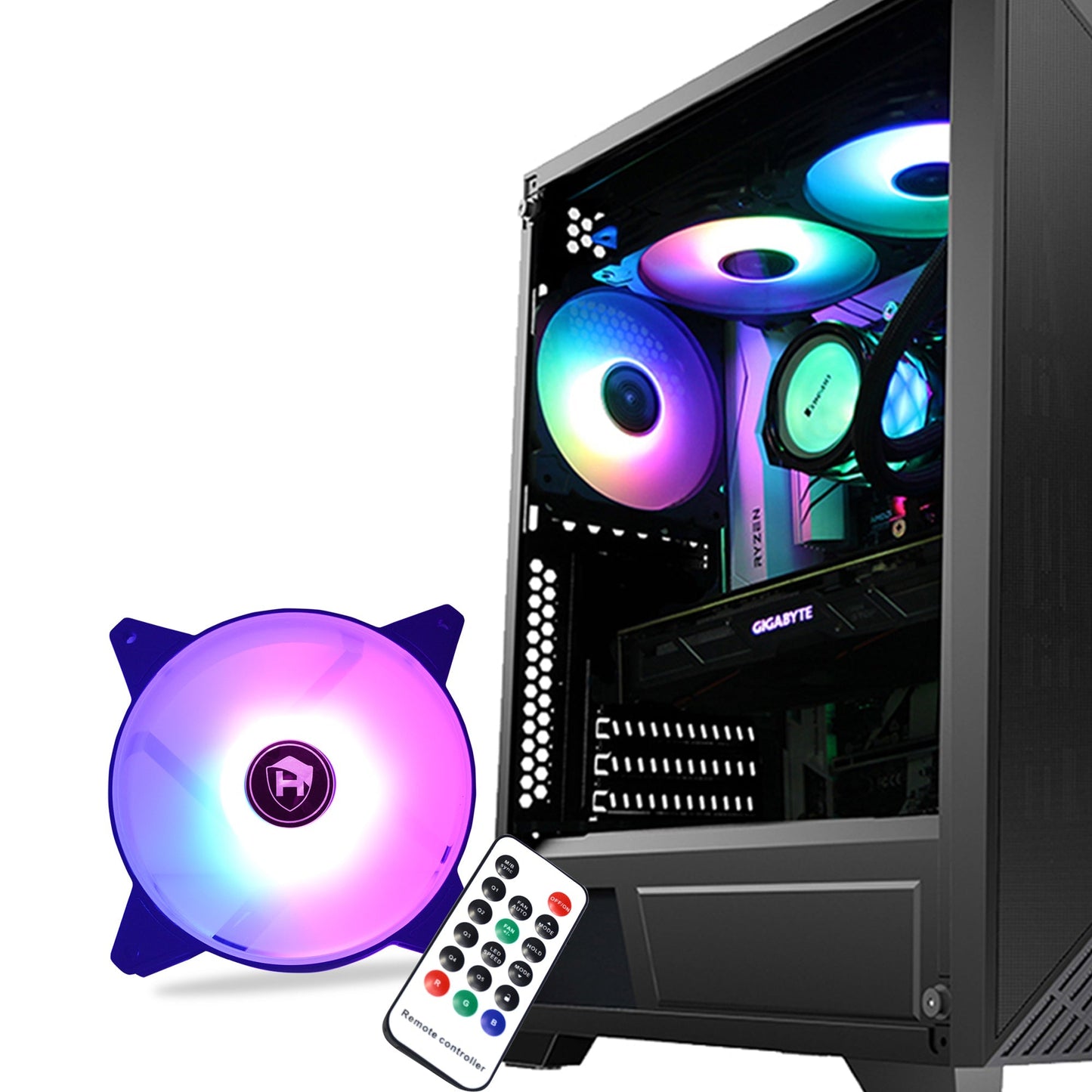 Hajaan 120 mm 3-Pack Computer case Fan,High Airflow RGB Effect Case Fan for PC Cooling with Remote Controller, Remote Control RGB LED FAN