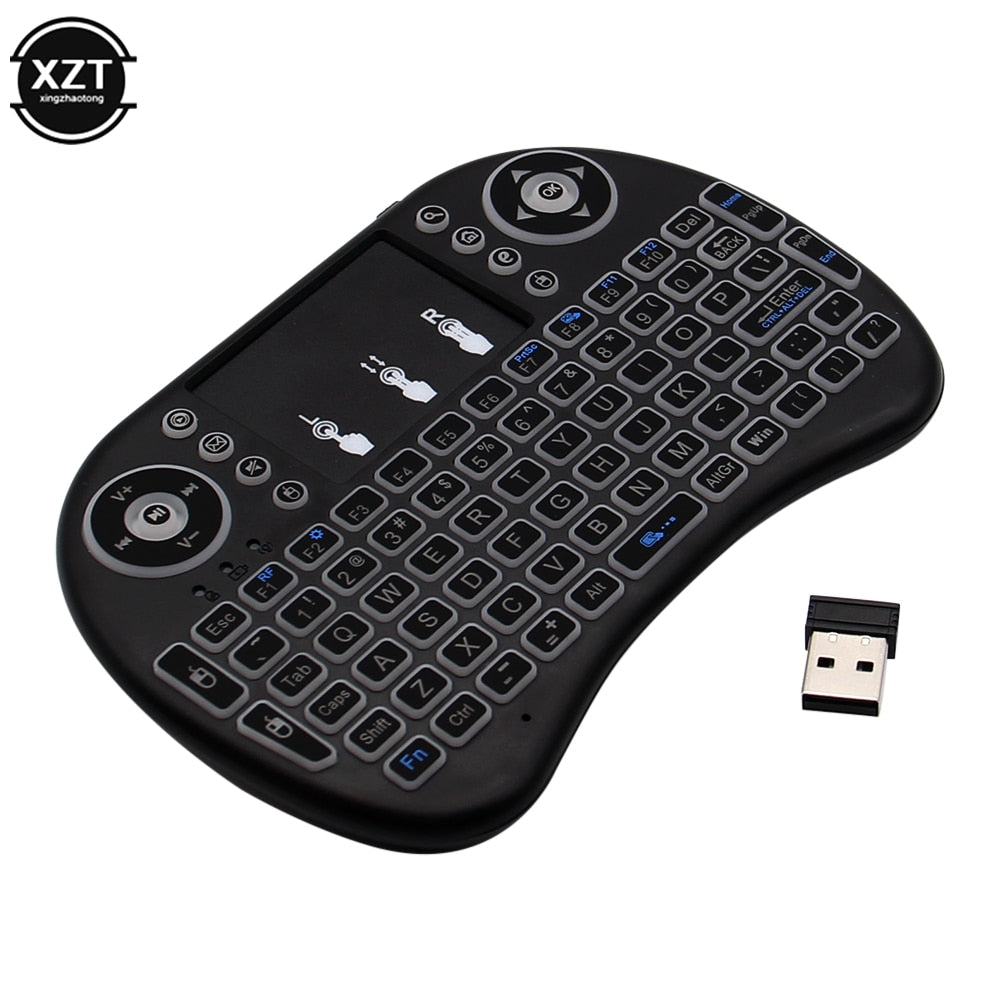 HOT Mini i8 Wireless Keyboard Backlit English Russian Arab 2.4G Air Mouse Remote Touchpad for Android TV Box PC Use Dry Battery
