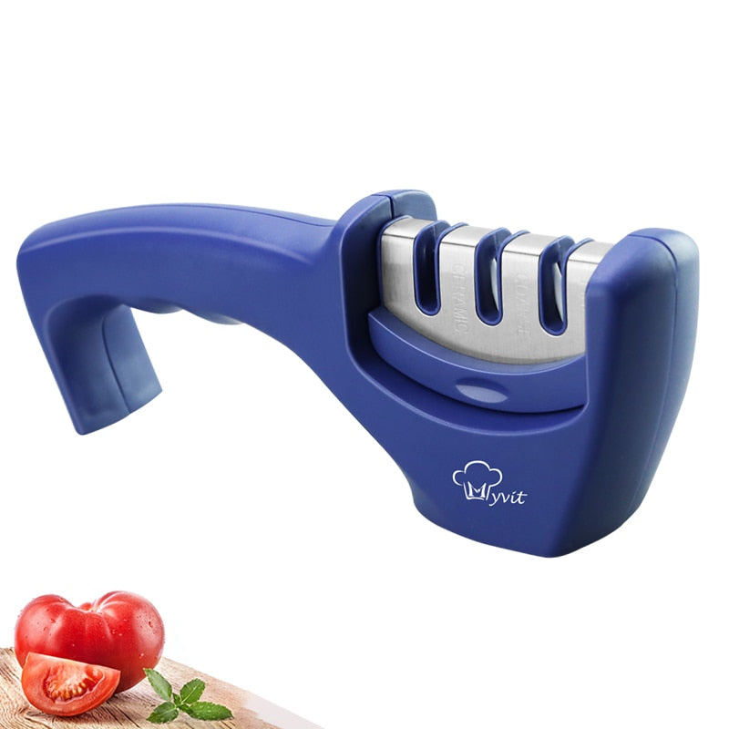 Knife Sharpener 4 in 1 Diamond Coated&amp;Fine Rod Knife Shears and Scissors Sharpening stone System Stainless Steel Blades