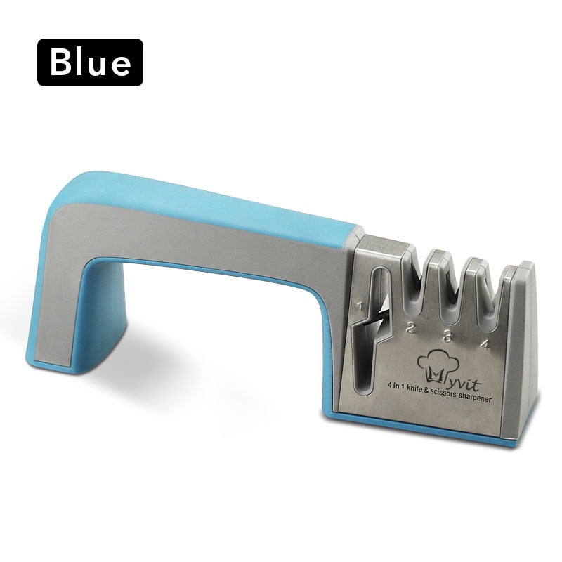 Knife Sharpener 4 in 1 Diamond Coated&amp;Fine Rod Knife Shears and Scissors Sharpening stone System Stainless Steel Blades