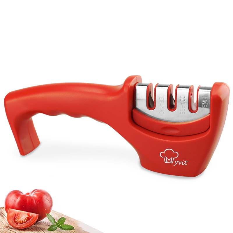 Knife Sharpener 4 in 1 Diamond Coated&amp;Fine Rod Knife Shears and Scissors Sharpening stone System Stainless Steel Blades