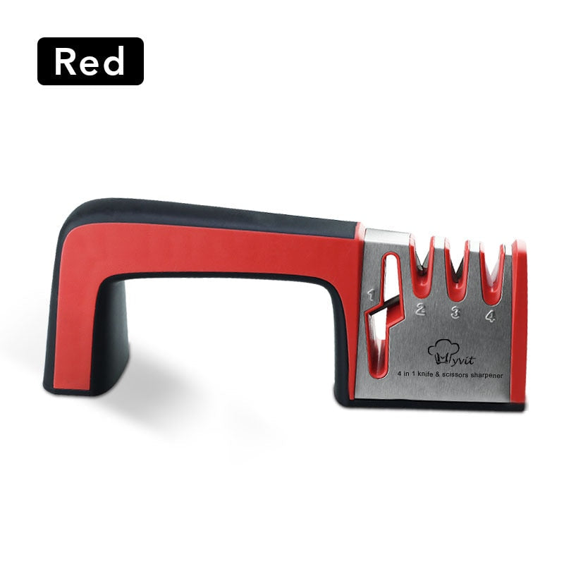 Knife Sharpener 4 in 1 Diamond Coated&amp;Fine Rod Knife Shears and Scissors Sharpening stone System Stainless Steel Blades