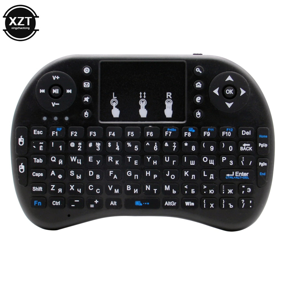 HOT Mini i8 Wireless Keyboard Backlit English Russian Arab 2.4G Air Mouse Remote Touchpad for Android TV Box PC Use Dry Battery