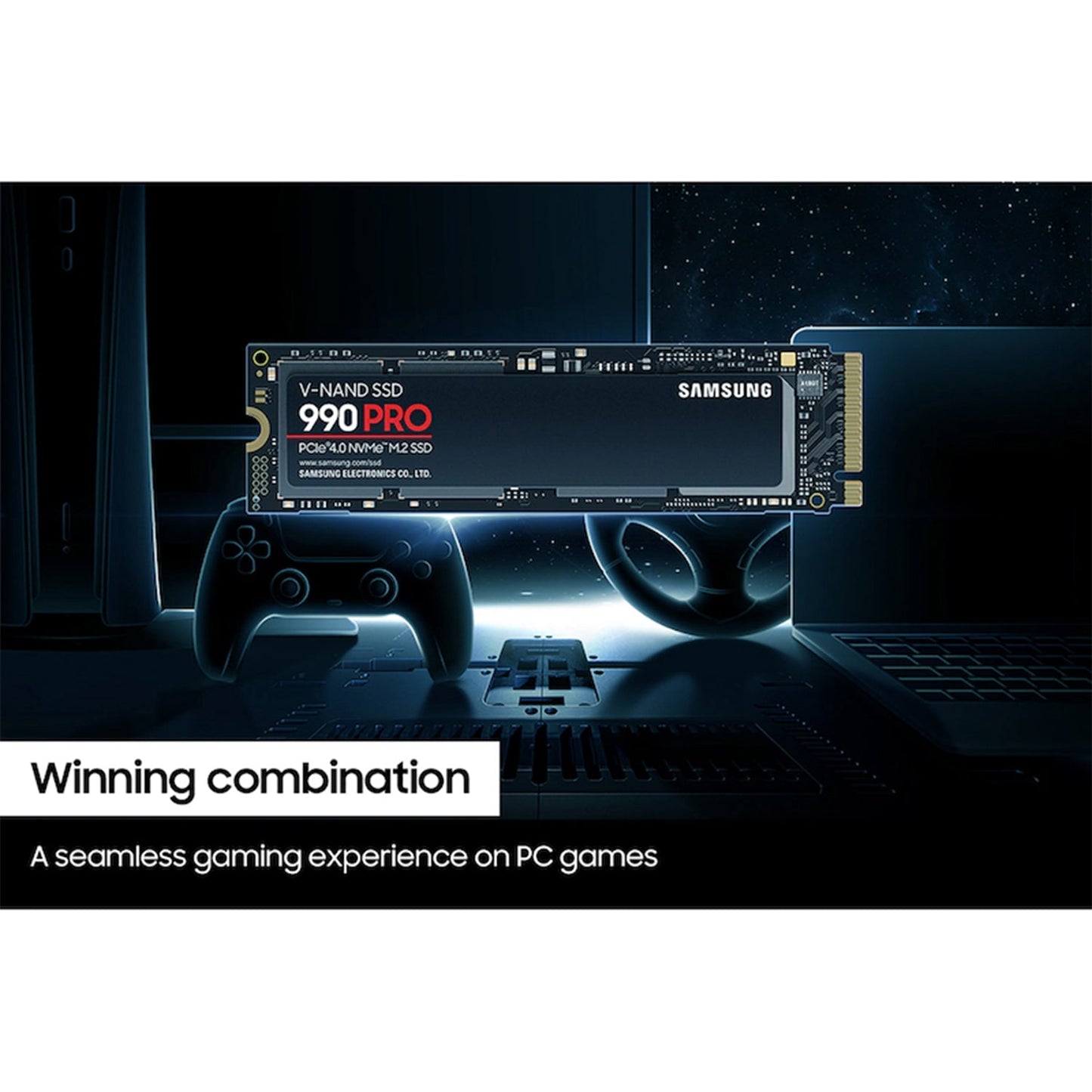 SAMSUNG 990 PRO Internal Solid State Drive - 1TB NVMe M.2 SSD, R/W Speed Up to 7,450/ 6,900 MB/s, PCIe Gen 4.0, NVMe 2.0, V-NAND (MZ-V9P1T0B/AM)