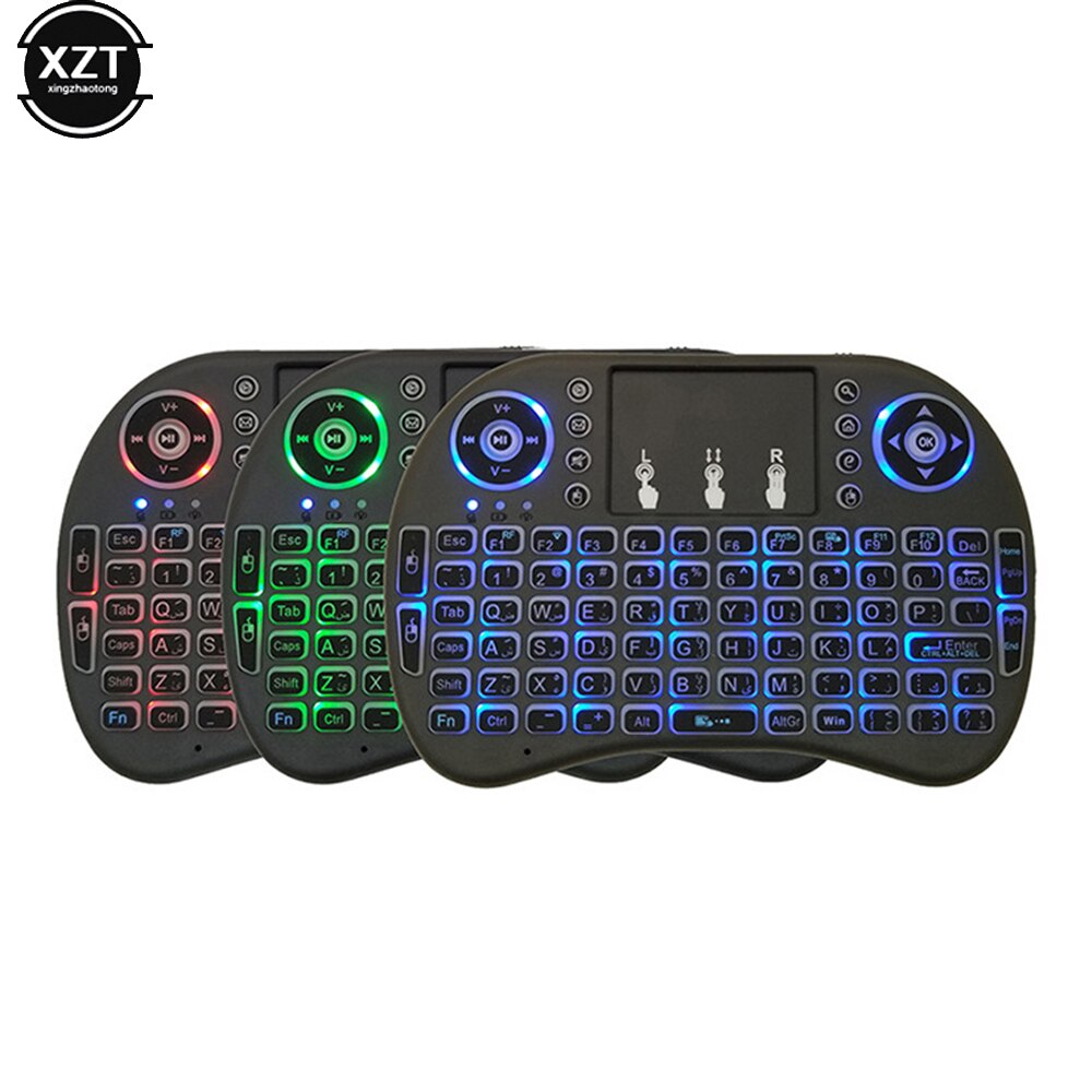 HOT Mini i8 Wireless Keyboard Backlit English Russian Arab 2.4G Air Mouse Remote Touchpad for Android TV Box PC Use Dry Battery
