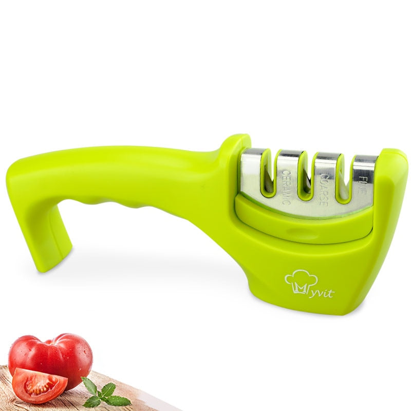 Knife Sharpener 4 in 1 Diamond Coated&amp;Fine Rod Knife Shears and Scissors Sharpening stone System Stainless Steel Blades