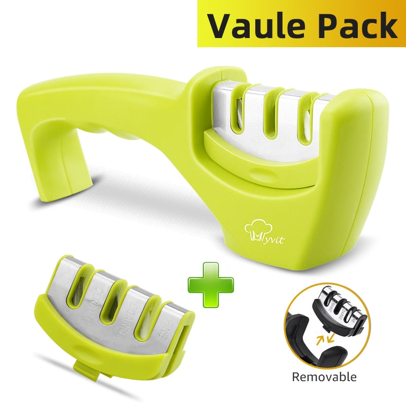 Knife Sharpener 4 in 1 Diamond Coated&amp;Fine Rod Knife Shears and Scissors Sharpening stone System Stainless Steel Blades
