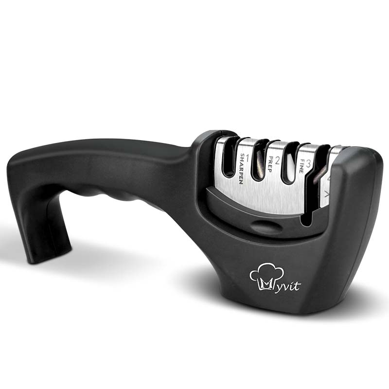 Knife Sharpener 4 in 1 Diamond Coated&amp;Fine Rod Knife Shears and Scissors Sharpening stone System Stainless Steel Blades