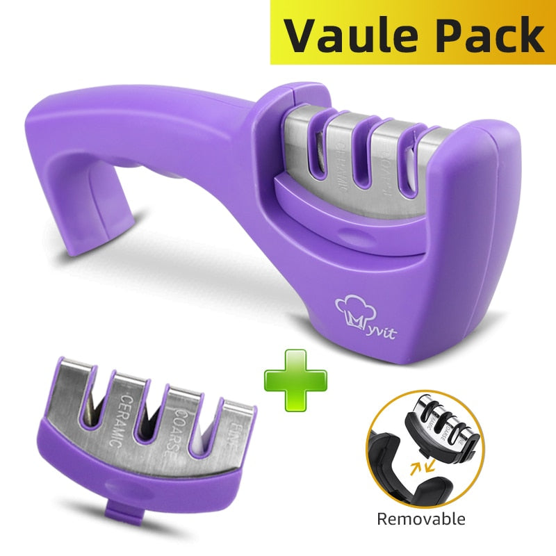 Knife Sharpener 4 in 1 Diamond Coated&amp;Fine Rod Knife Shears and Scissors Sharpening stone System Stainless Steel Blades