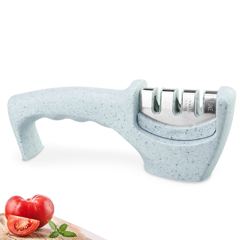 Knife Sharpener 4 in 1 Diamond Coated&amp;Fine Rod Knife Shears and Scissors Sharpening stone System Stainless Steel Blades