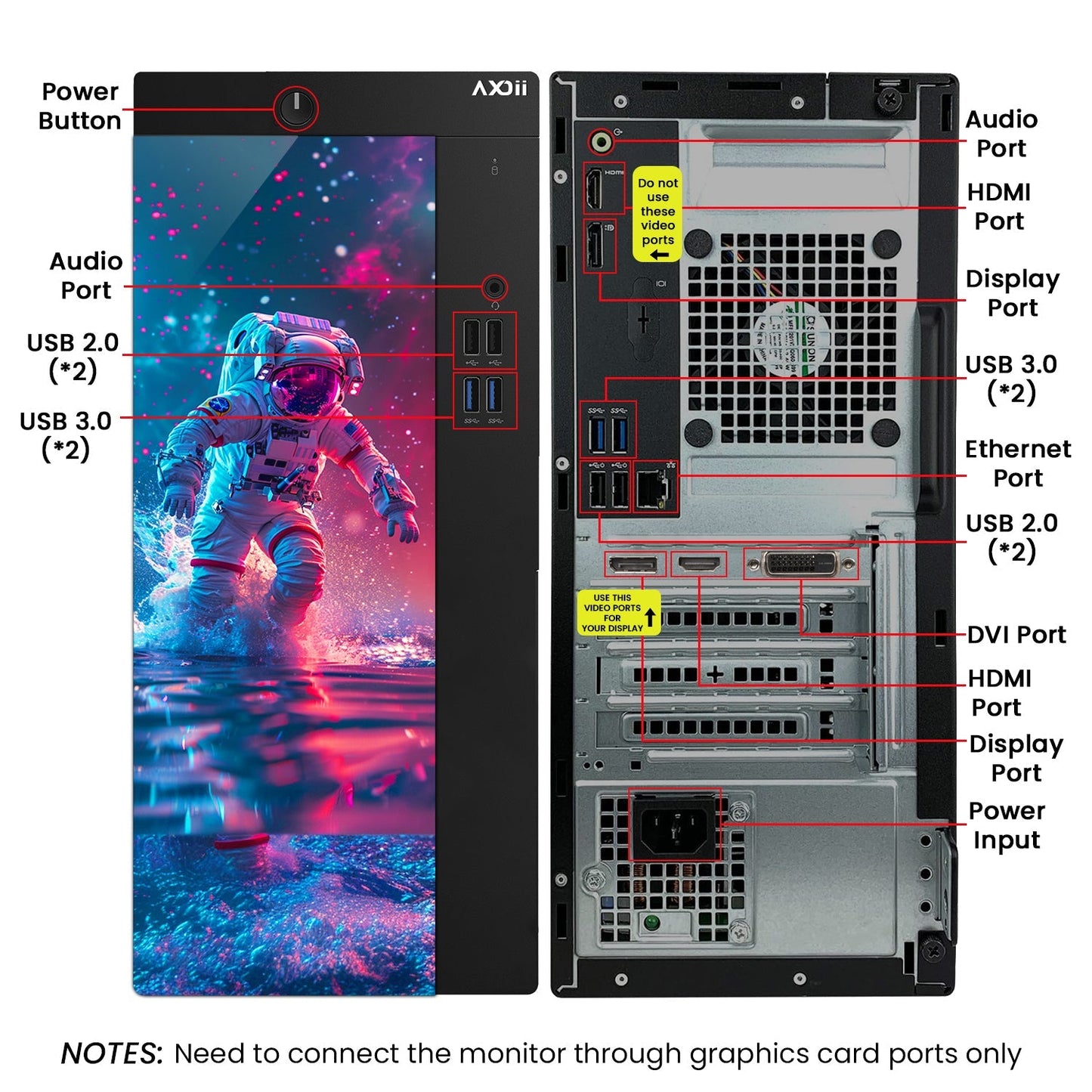 AXOII Spaceman Gaming PC, Intel Core i5/i7 Processor, Graphics Card - GTX 1050 / GTX 1650 / RTX 3050, 32GB DDR4 RAM, 1TB M.2 NVMe SSD, 24/27 Inch Gaming Monitor, Bluetooth - Windows 11 Pro