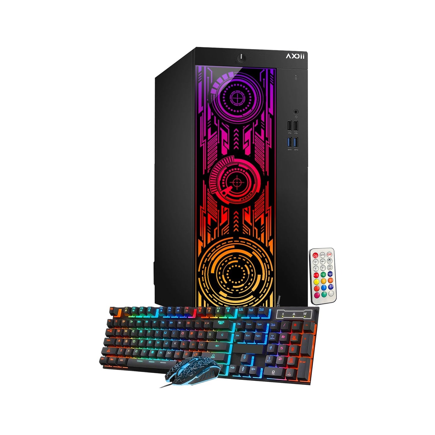 AXOII ELECTRA RGB Gaming Desktop Computer PC, Intel Core I7 Processor, Graphics Card - RX 550 / GTX 1050 / GTX 1650 / RTX 3050, 32GB DDR4 RAM, 1TB SSD / NVMe SSD, Wi-Fi, Bluetooth - Windows 10 Pro