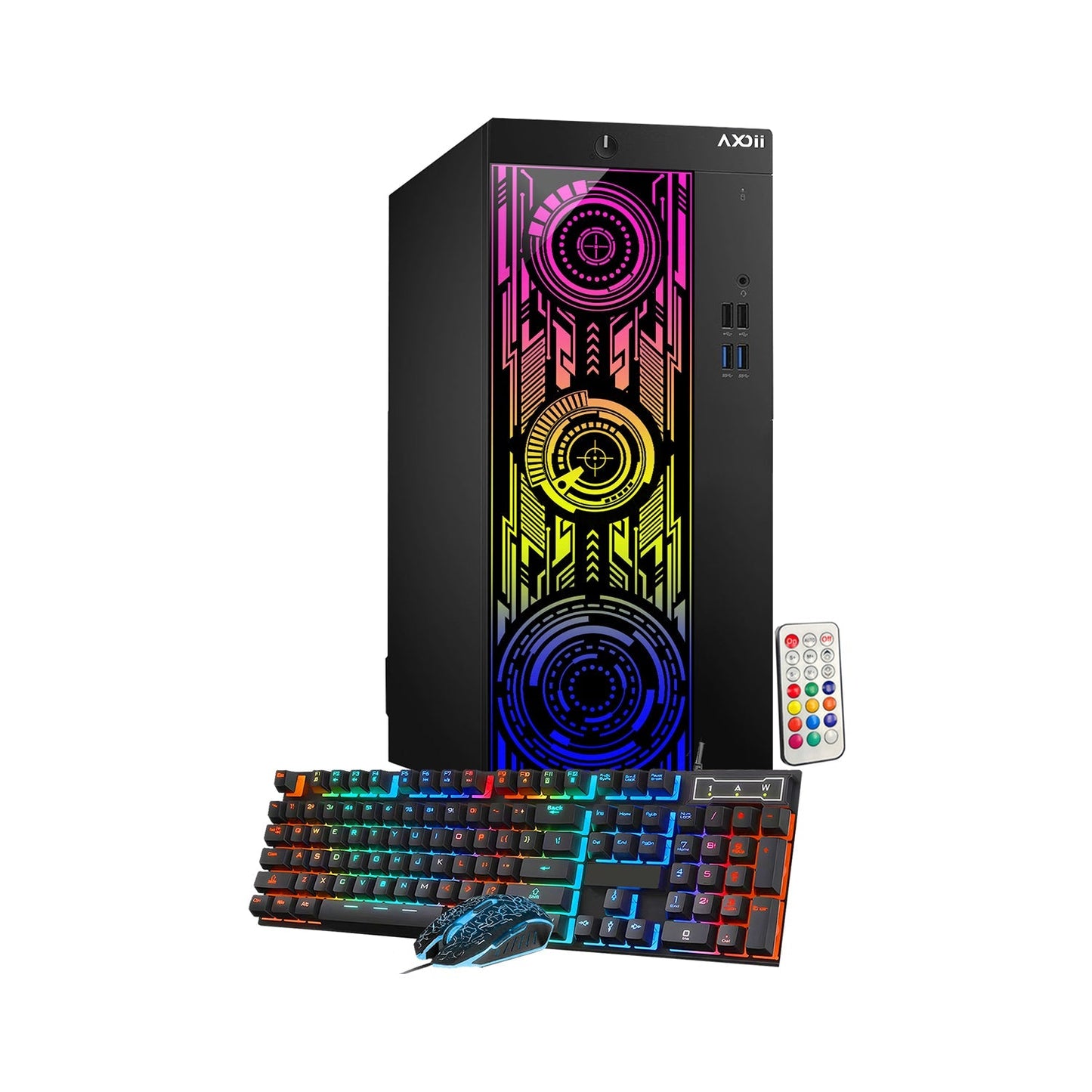 AXOII ELECTRA RGB Gaming Desktop Computer PC, Intel Core I7 Processor, Graphics Card - RX 550 / GTX 1050 / GTX 1650 / RTX 3050, 32GB DDR4 RAM, 1TB SSD / NVMe SSD, Wi-Fi, Bluetooth - Windows 10 Pro