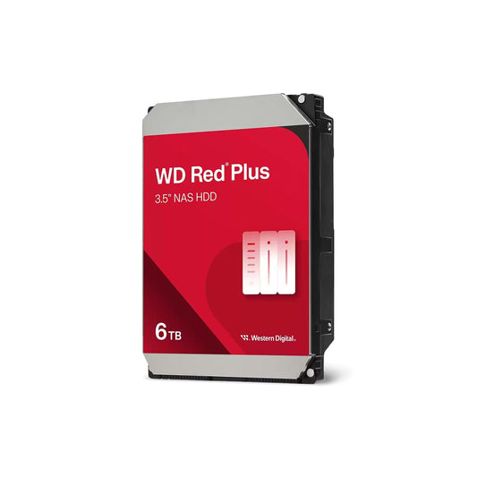 Western Digital 6TB Red Plus 3.5" NAS HDD - 5400 RPM, 256 MB Cache, Ideal for Home Offices and Power Users (WD60EFPX)