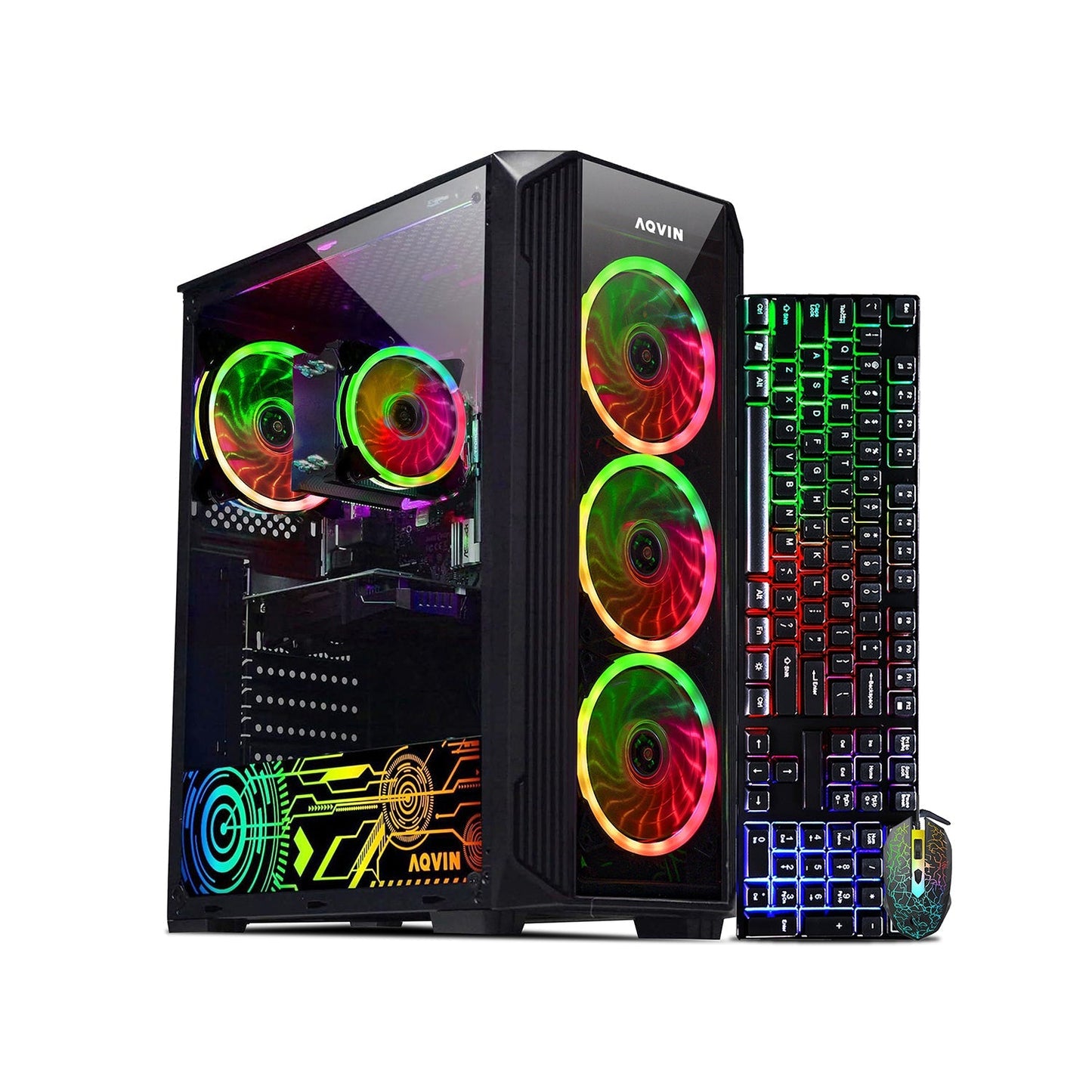 AQVIN Z-Force Gaming Desktop Tower PC/ Intel Core i7 up to 4.60 GHz Processor/ RX 580, GTX 1660s, RTX 3050, 3060, 4060, 5060/ 32GB DDR4 RAM/ 512GB - 2TB SSD/ WIFI/ Windows 11 Pro