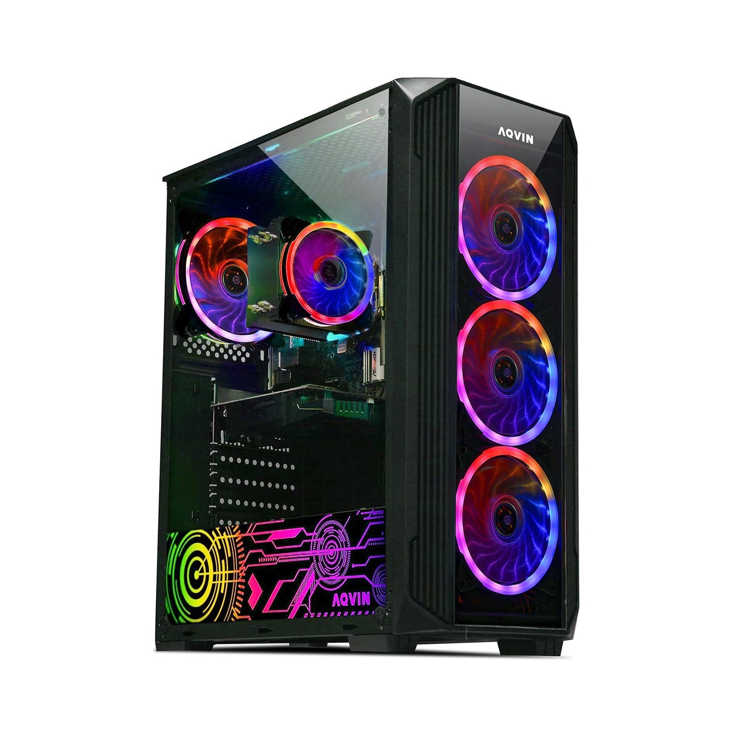 AQVIN Z-Force Gaming Desktop Tower PC/ 24 and 27 inch Curved Screen/ Intel Core i7 up to 4.60 GHz Processor/ RX 580, GTX 1660s, RTX 3050, 3060,4060/ 32GB DDR4 RAM/ 1TB - 2TB SSD/ WIFI/ Windows 11 Pro