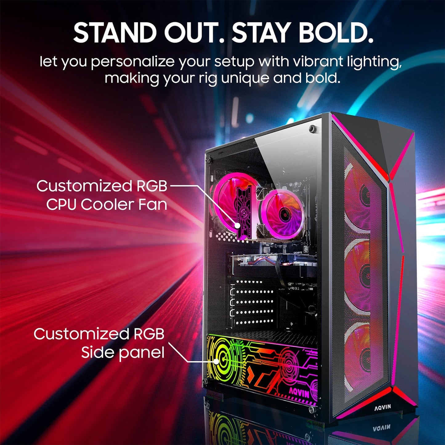 AQVIN AQ80 Gaming Desktop Computer PC Tower - Intel Core i7 - 8700 Processor Up to 4.60 GHz, GeForce GTX 1650/1660 | RTX 3050/4060/5060 Graphics Card, 32GB DDR4 RAM, 1TB SSD - 2TB SSD, Windows 11 Pro, Gaming Keyboard and Mouse