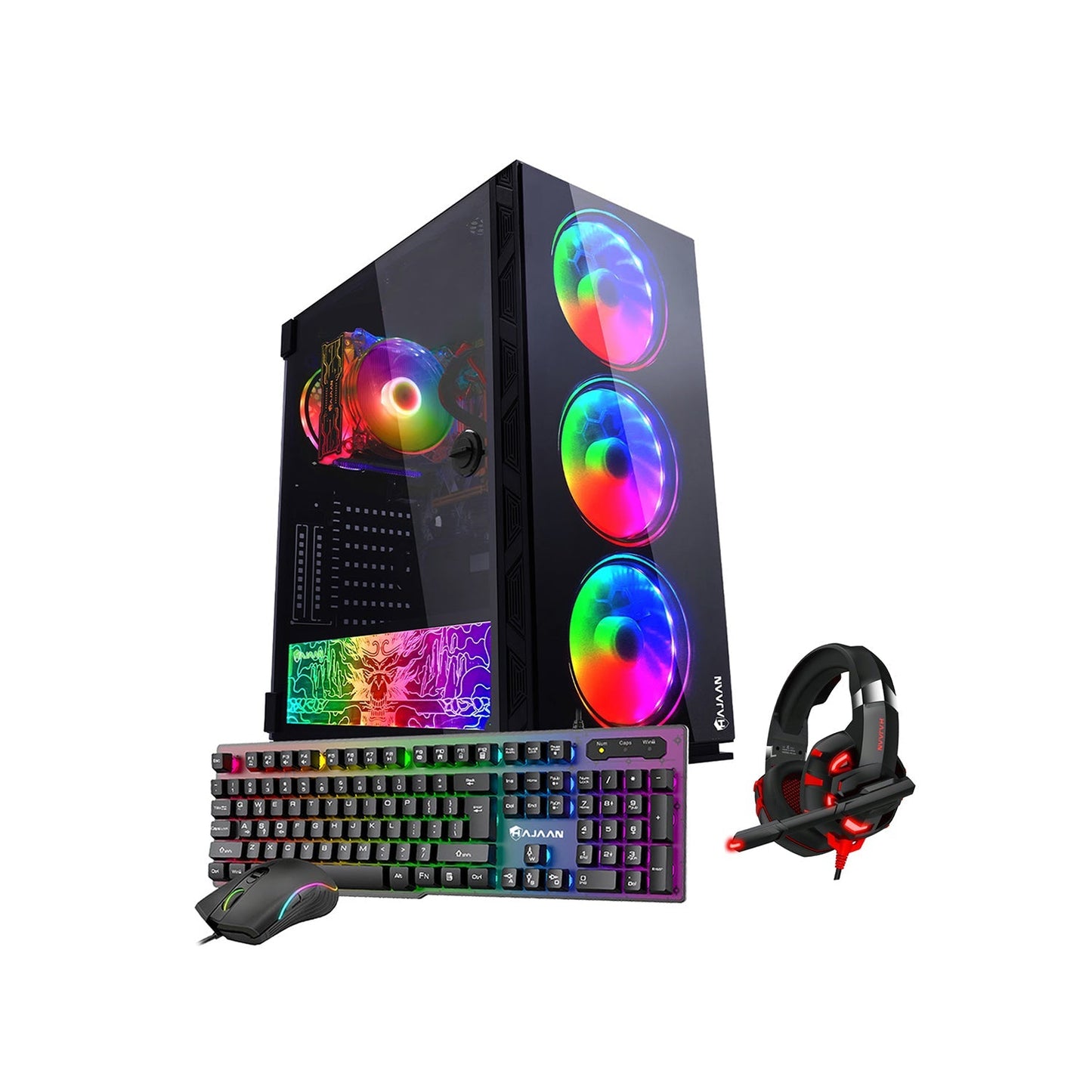 HAJAAN BREEZE PRO Gaming PC Desktop Tower Intel Core i7 Processor up to 4.60GHz 32GB DDR4 RAM 1TB SSD GeForce RTX 3060 12GB GDDR6 HDMI with RGB Gaming Keyboard Mouse, Headset, Wifi Ready Windows 11 Pro