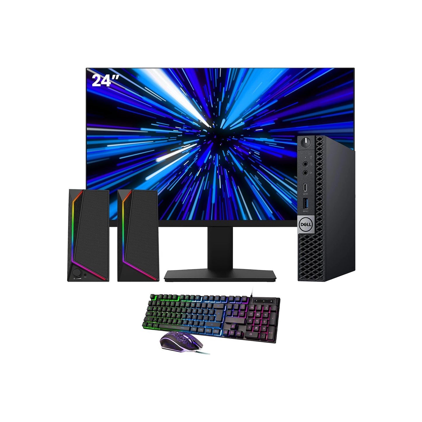 Dell OptiPlex 7070 Tiny Desktop PC - Intel Core i5 - 8th Gen Up to 3.50 GHz Processor, 16GB DDR4 RAM, 512GB - 1TB SSD, Windows 11 Pro, New 24/27 inch FHD Monitor, RGB Speaker / SoundBar / Headset - Refurbished